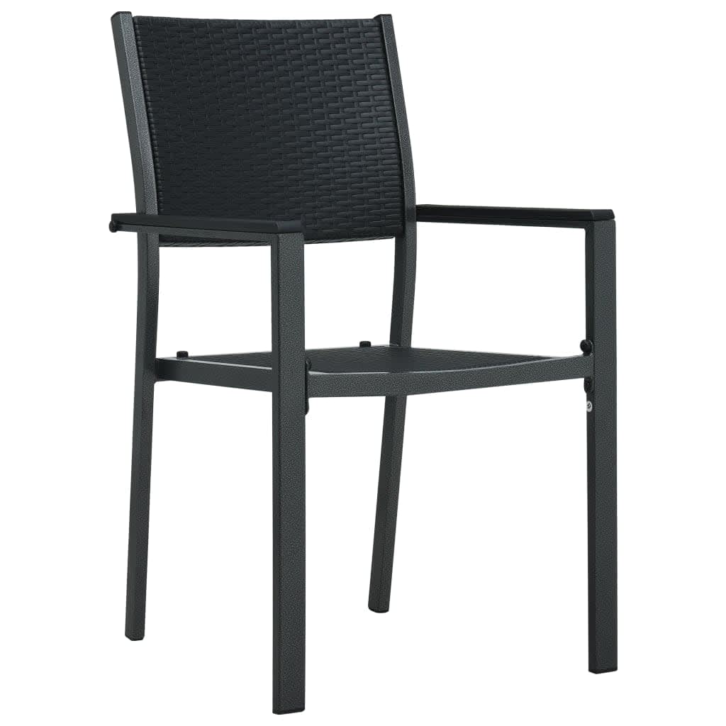 Garden Dining Set | Black | Powder-coated steel, tempered glass, plastic