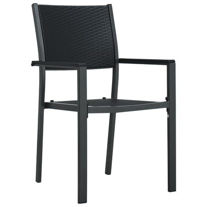 Garden Dining Set | Black | Powder-coated steel, tempered glass, plastic