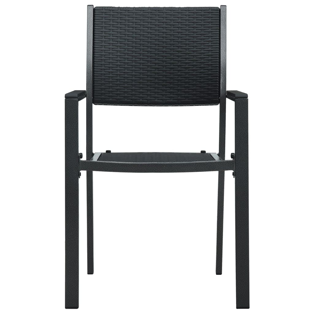 Garden Dining Set Black Powder-Coated Steel 5 Piece Light Weight