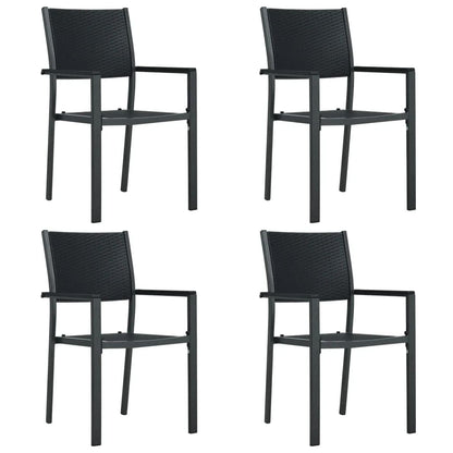 Garden Dining Set Black Powder-coated steel, glass, plastic