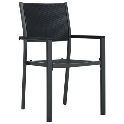 Garden Dining Set | Black | Powder-Coated Steel, Tempered Glass, Plastic