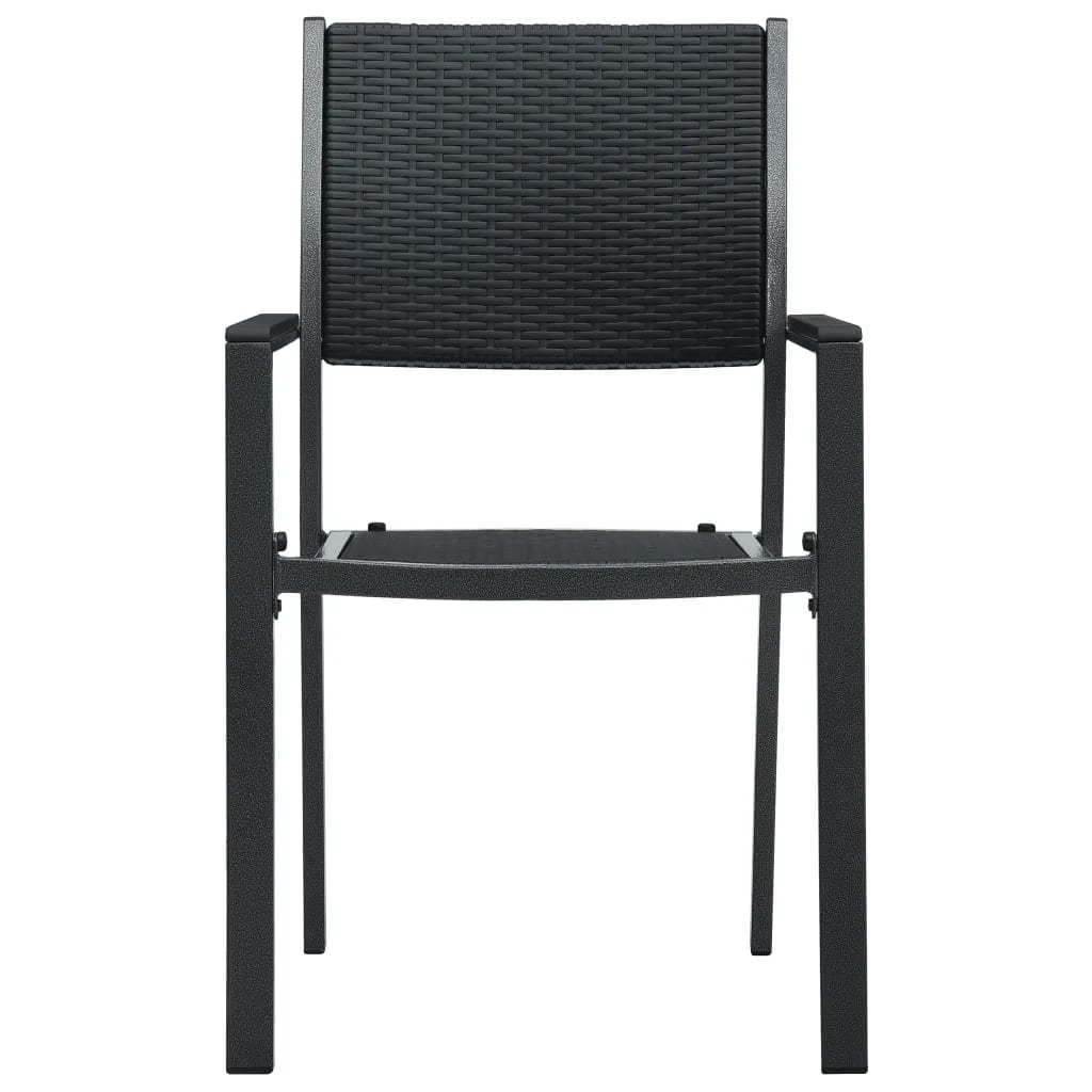 Garden Dining Set | Black | Powder-Coated Steel, Tempered Glass, Plastic