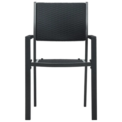 Garden Dining Set | Black | Powder-Coated Steel, Tempered Glass, Plastic