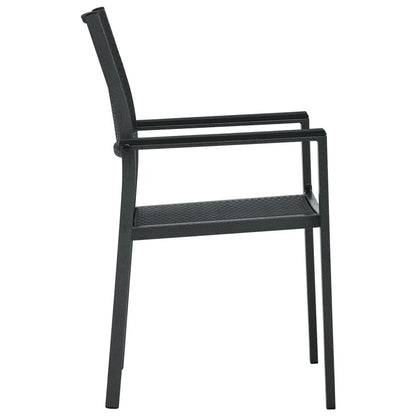 Garden Dining Set | Black | Powder-Coated Steel, Tempered Glass, Plastic