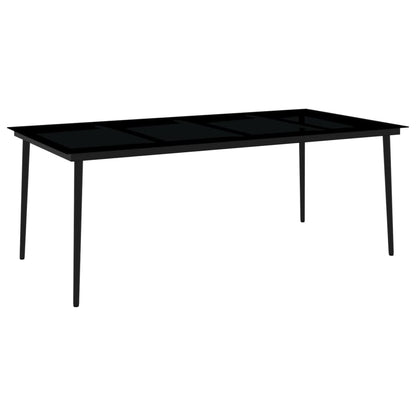 Garden Dining Set | Black | Powder-Coated Steel, Tempered Glass, Plastic