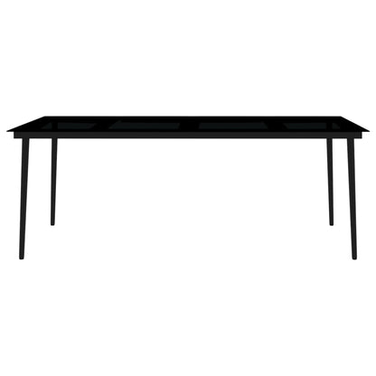 Garden Dining Set | Black | Powder-Coated Steel, Tempered Glass, Plastic