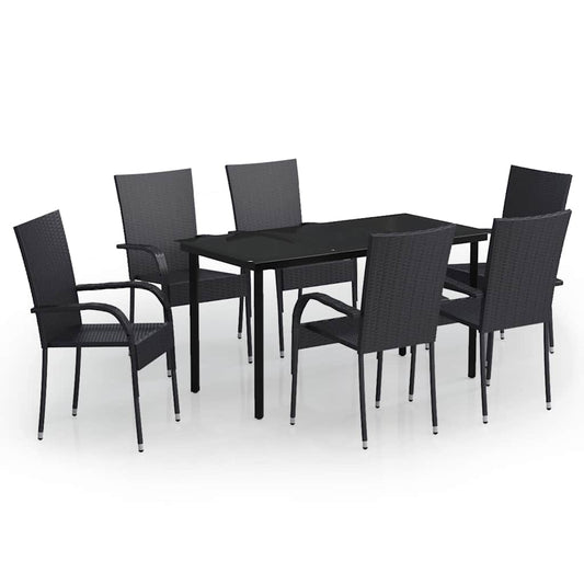 7 Piece Outdoor Dining Set Black