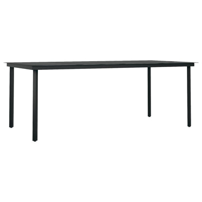 Garden Dining Set | Black | PE rattan, powder-coated steel, glass | Large