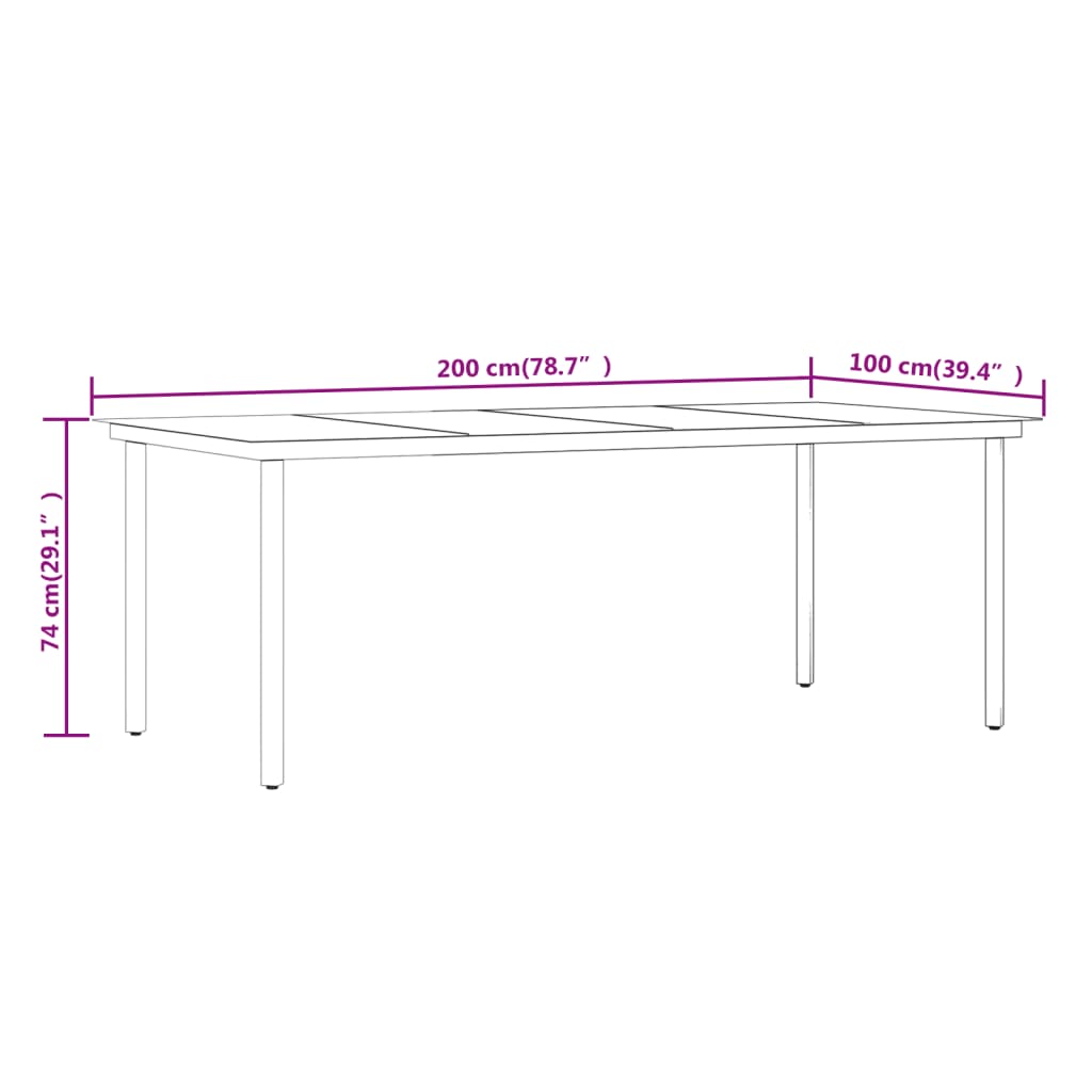 Garden Dining Set | Black | PE Rattan, Powder-Coated Steel, Glass | Large