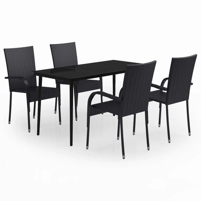 5 Piece Patio Dining Set Black