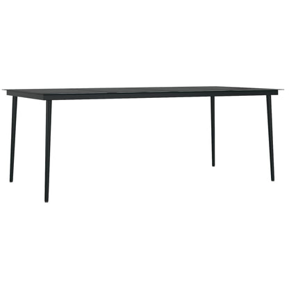 Garden Dining Set | Black | PE rattan, powder-coated steel, glass | Large