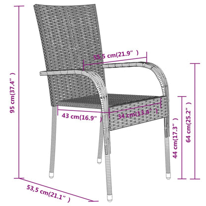 Garden Dining Set | Black | PE rattan, powder-coated steel, glass | Large