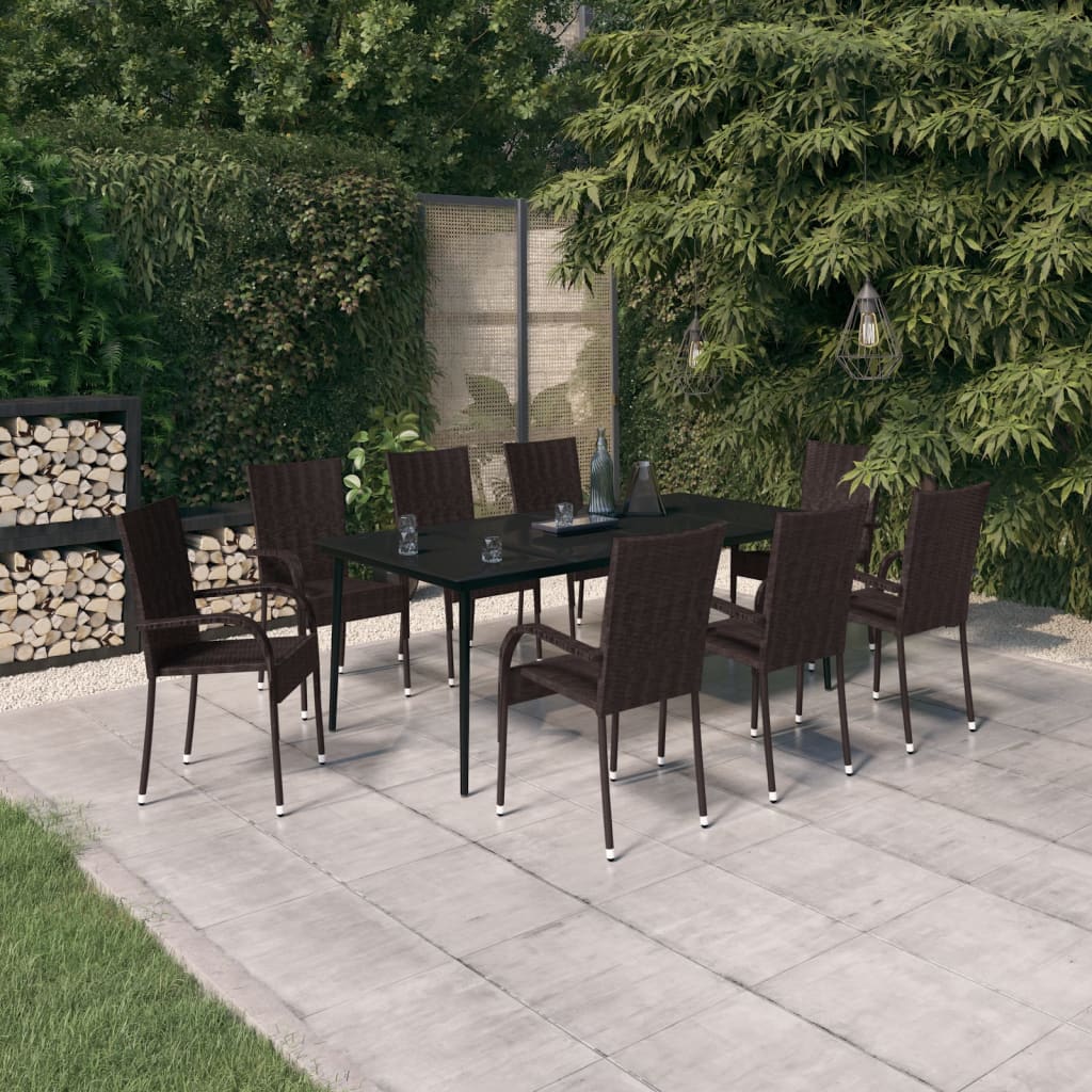 Garden Dining Set | Brown and Black