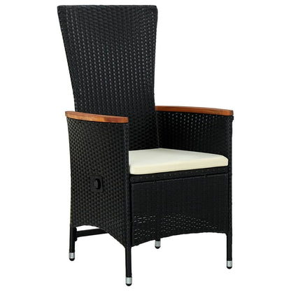 5 Piece Patio Dining Set with Cushions Black