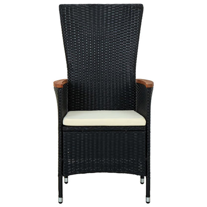 5 Piece Patio Dining Set with Cushions Black