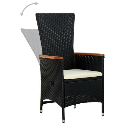 5 Piece Patio Dining Set with Cushions Black
