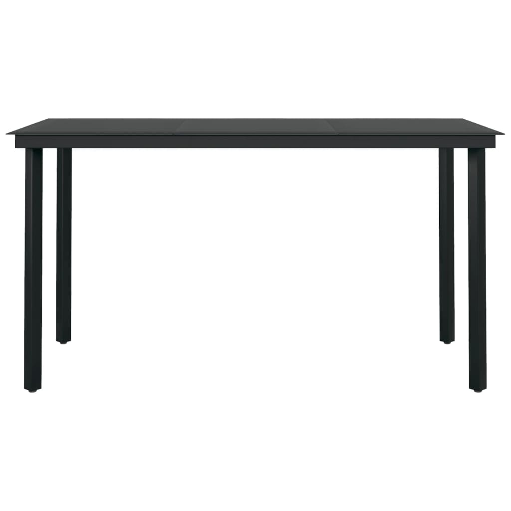 5 Piece Patio Dining Set with Cushions Black