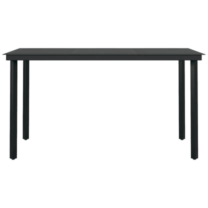 5 Piece Patio Dining Set with Cushions Black