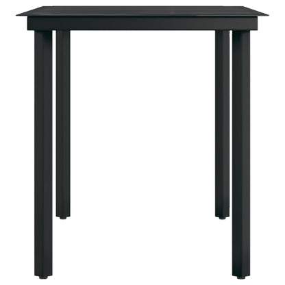 5 Piece Patio Dining Set with Cushions Black