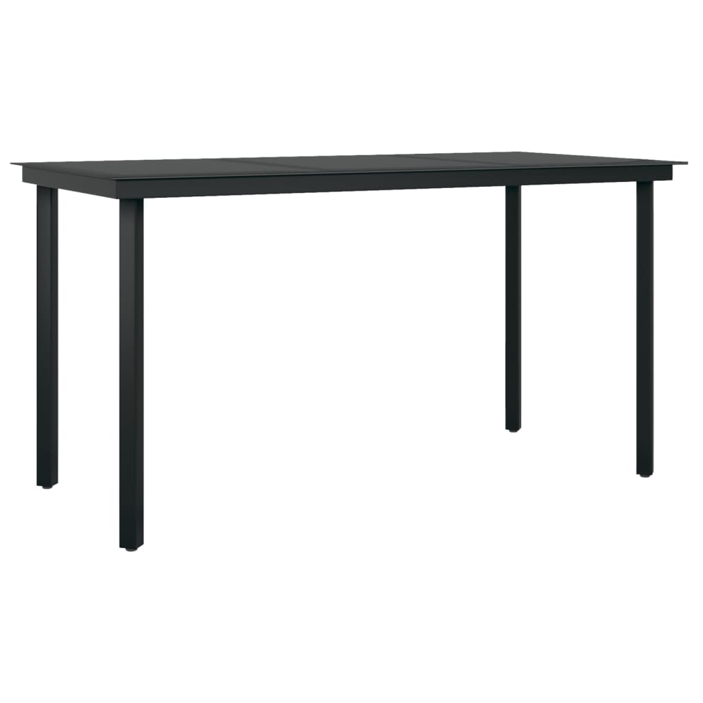 7 Piece Patio Dining Set with Cushions Black