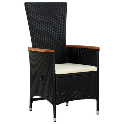 5 Piece Patio Dining Set with Cushions Black