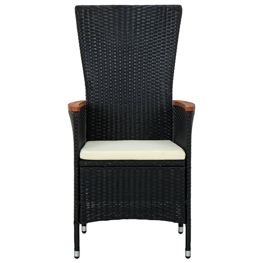 5 Piece Patio Dining Set with Cushions Black