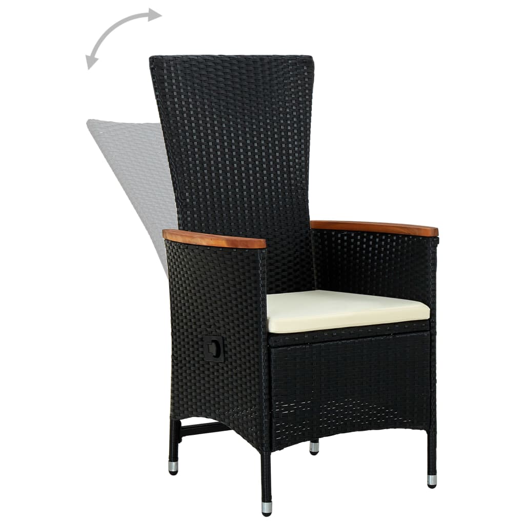 5 Piece Patio Dining Set with Cushions Black