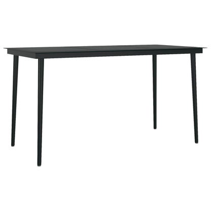 5 Piece Patio Dining Set with Cushions Black