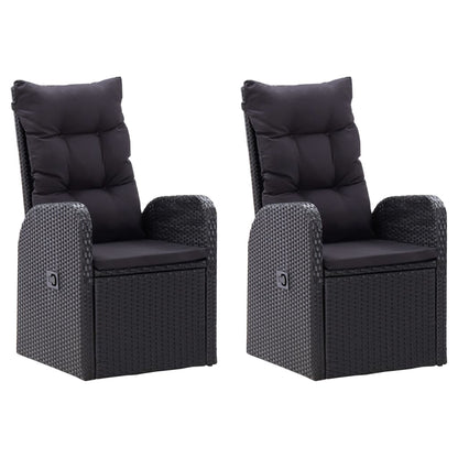 3 Piece Patio Dining Set with Cushions Black