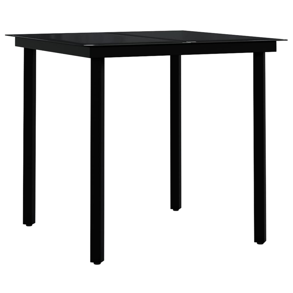 5 Piece Patio Dining Set with Cushions Black