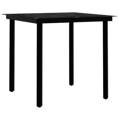 5 Piece Patio Dining Set with Cushions Black