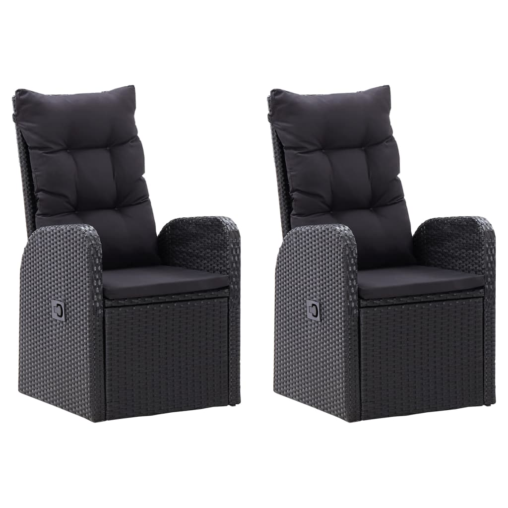 5 Piece Patio Dining Set with Cushions Black