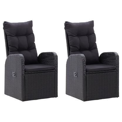 5 Piece Patio Dining Set with Cushions Black