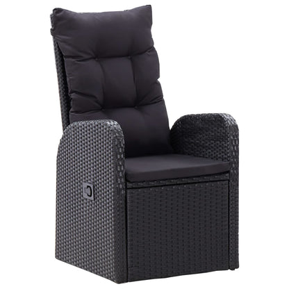 5 Piece Patio Dining Set with Cushions Black