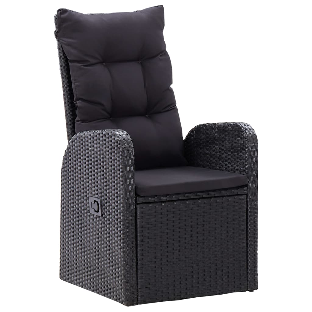 5 Piece Patio Dining Set with Cushions Black