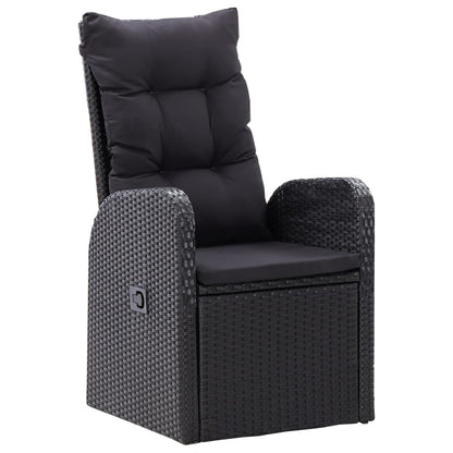7 Piece Patio Dining Set with Cushions Black