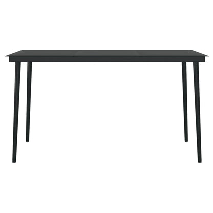 7 Piece Patio Dining Set with Cushions Black