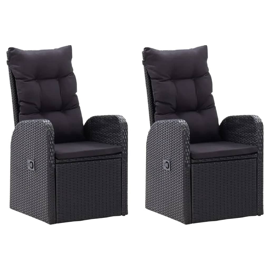 7 Piece Patio Dining Set with Cushions Black
