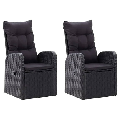 7 Piece Patio Dining Set with Cushions Black