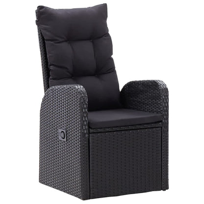 7 Piece Patio Dining Set with Cushions Black