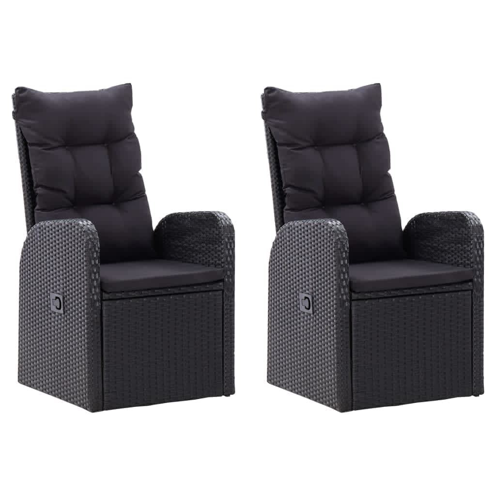 7 Piece Patio Dining Set with Cushions Black