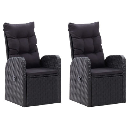 7 Piece Patio Dining Set with Cushions Black