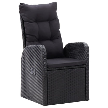 7 Piece Patio Dining Set with Cushions Black