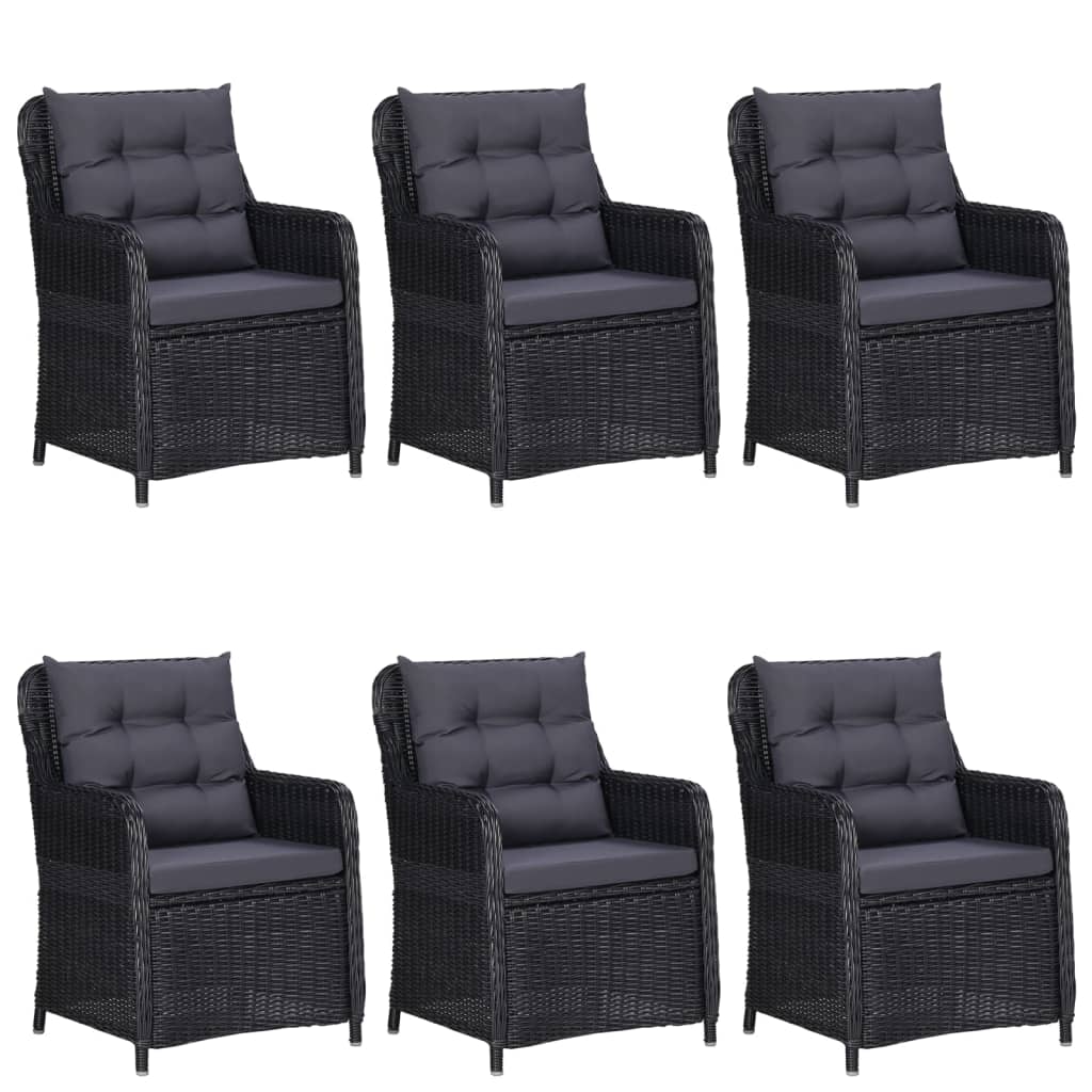 7 Piece Patio Dining Set Black