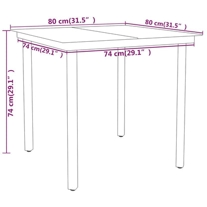Garden Dining Set | Table: Black, Chair: Grey | PE Rattan, Steel, Glass