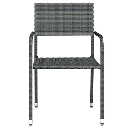 Garden Dining Set | Grey, Black | PE Rattan, Steel, Glass | Medium