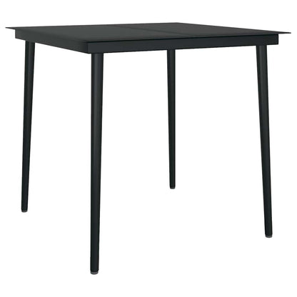 Garden Dining Set | Grey, Black | PE Rattan, Steel, Glass | Medium