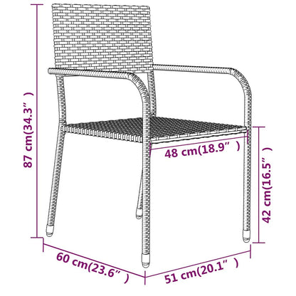 Garden Dining Set | Grey, Black | PE Rattan, Steel, Glass | Medium