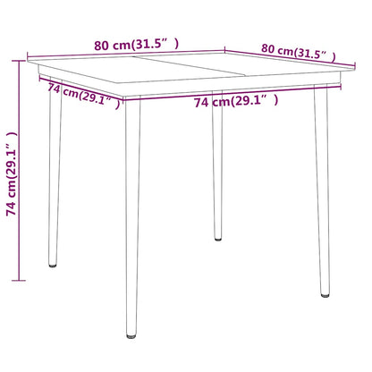 Garden Dining Set | Grey, Black | PE Rattan, Steel, Glass | Medium