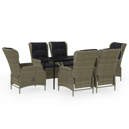 7 Piece Patio Dining Set Brown